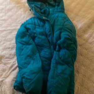 Turquoise, puffer coat